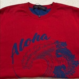 Louis Vuitton Red and Blue Short Sleeve Tee